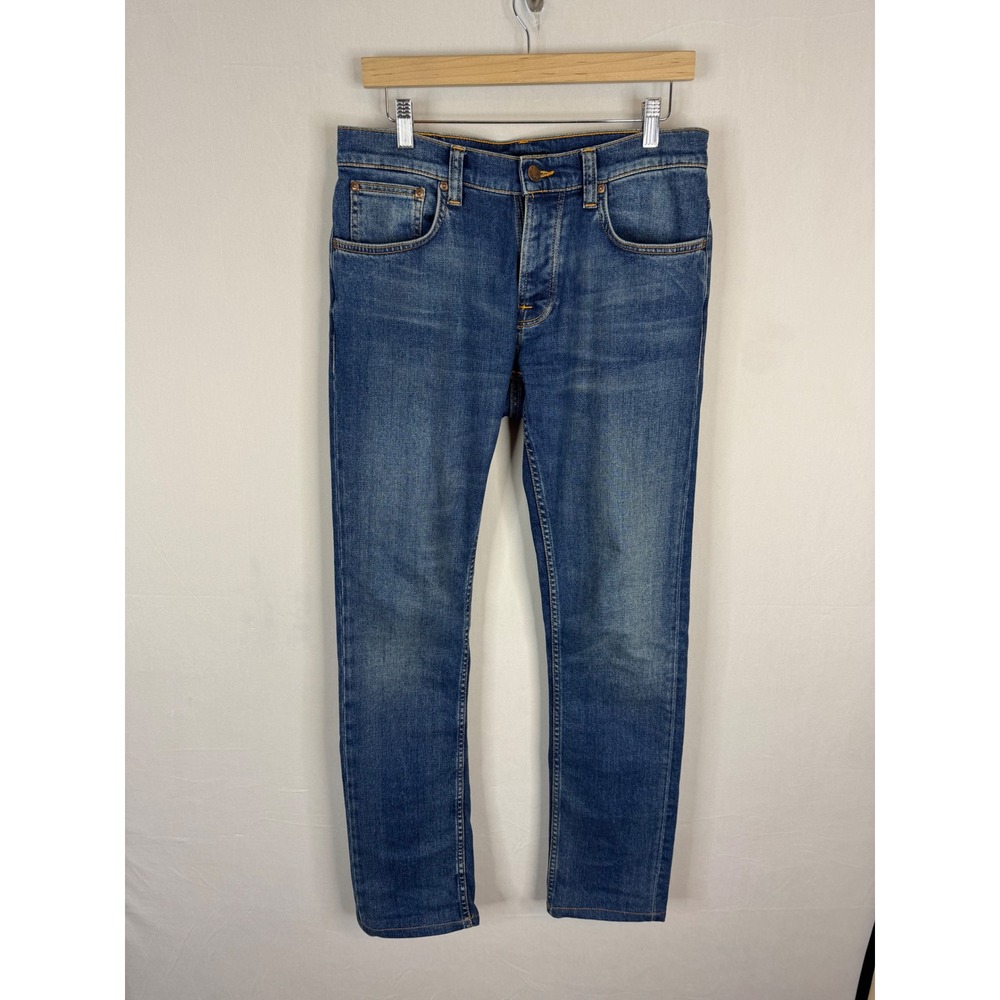 Nudie Jeans Co‎ Grim Tim Indigo Feeling Slim Straight Jeans Blue 31x32 hemmed